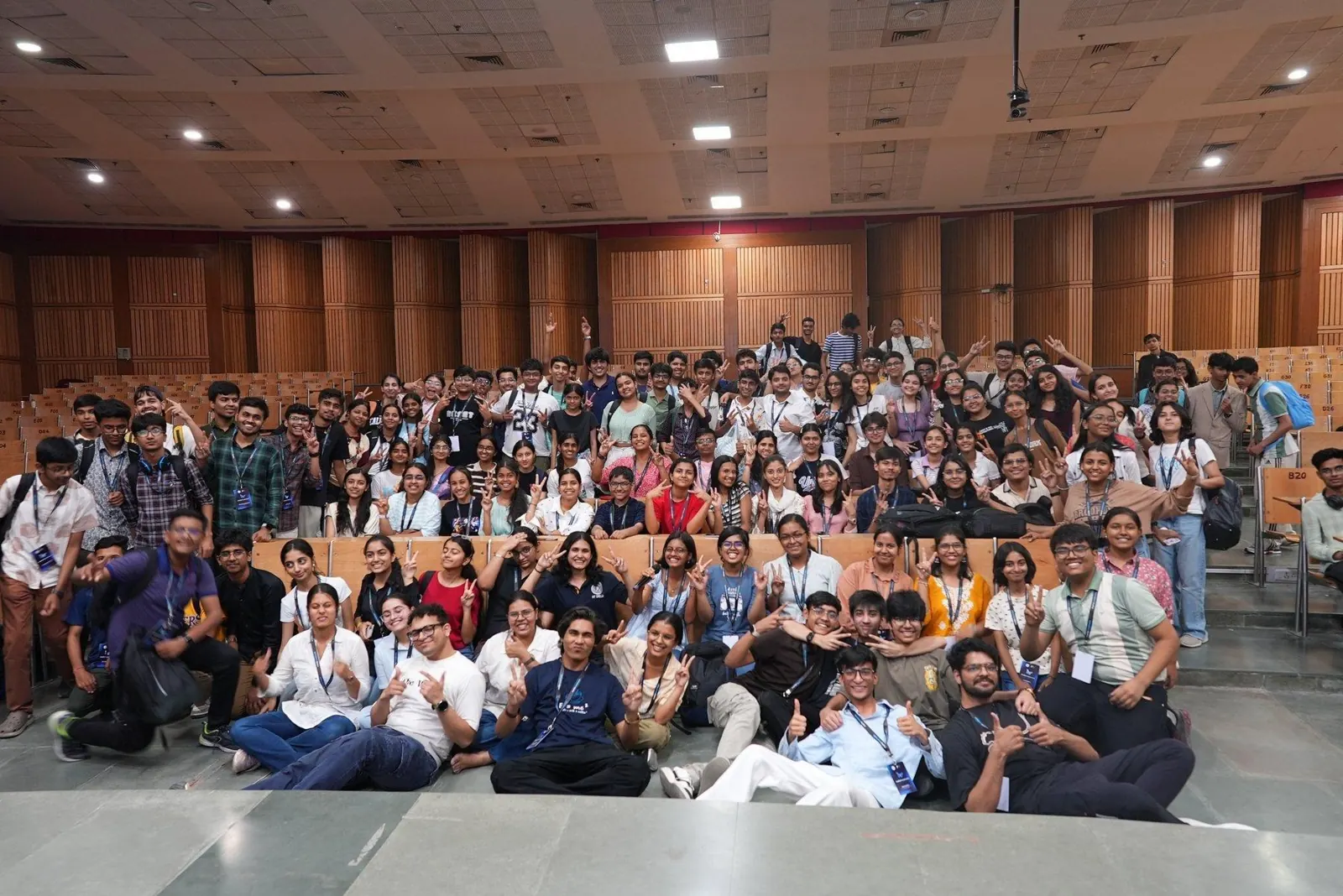 A large student innovation cohort gathered in an auditorium