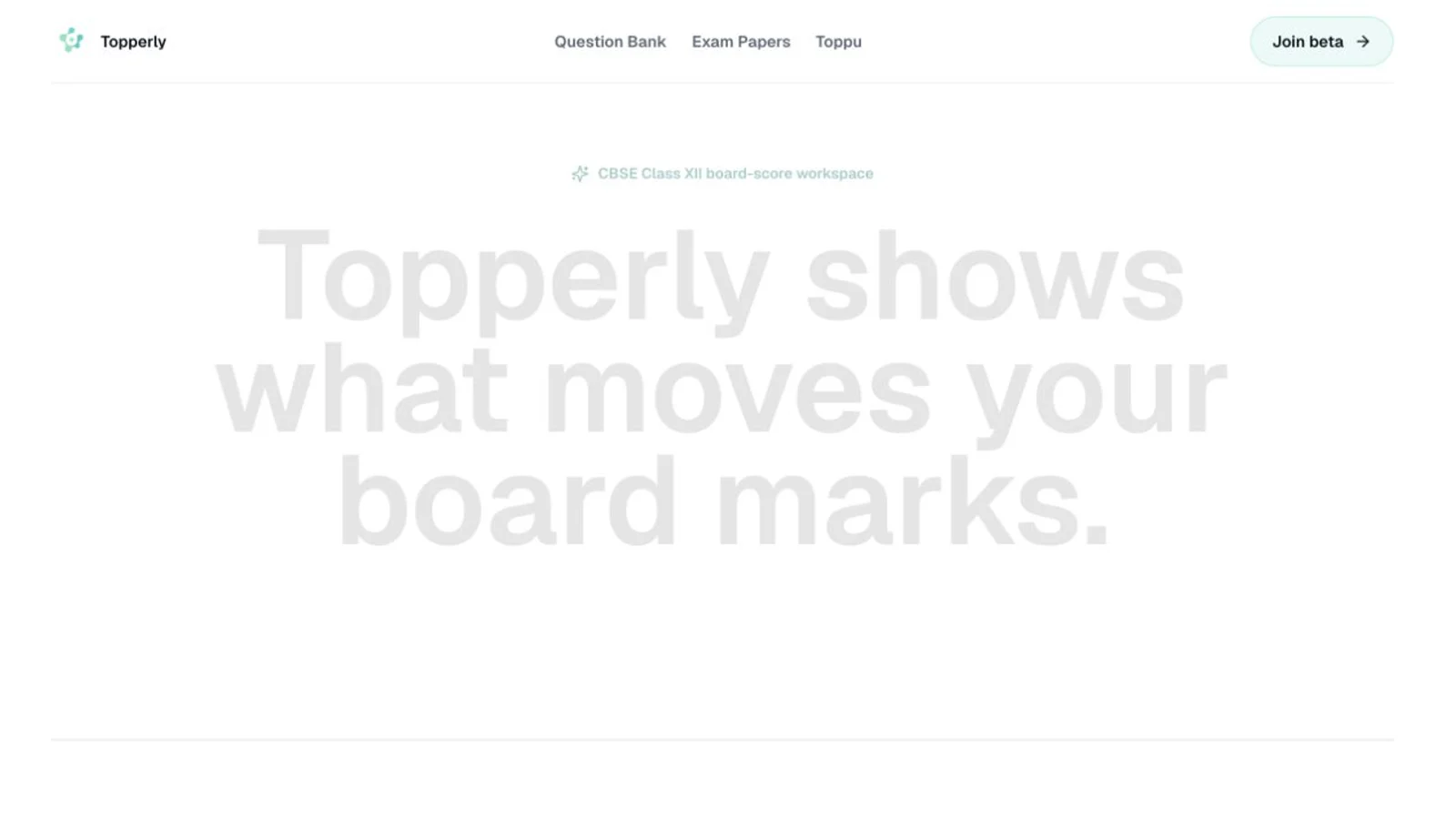 Capture of the live Topperly student learning product website